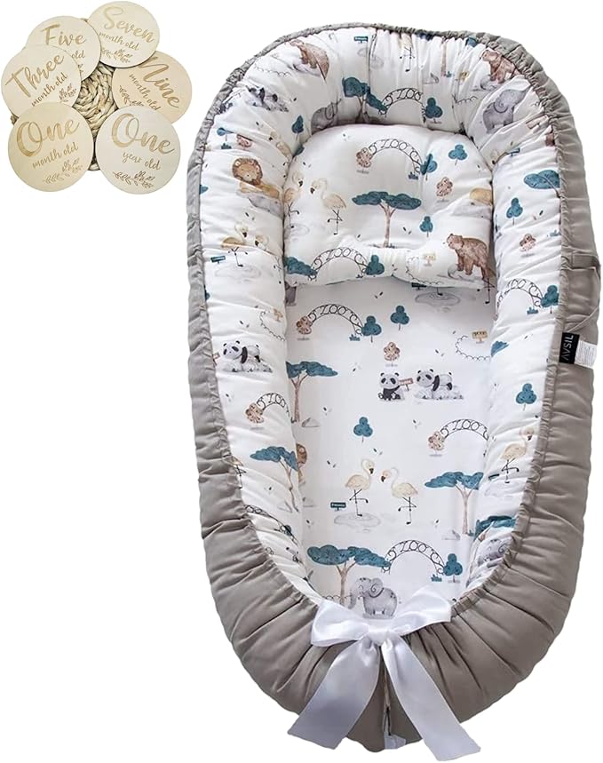Baby Nest, Baby Lounger, Baby bed for Infant & Newborn Babies, 100% cotton - Cuteably