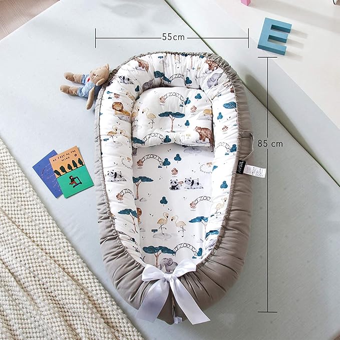 Baby Nest, Baby Lounger, Baby bed for Infant & Newborn Babies, 100% cotton - Cuteably