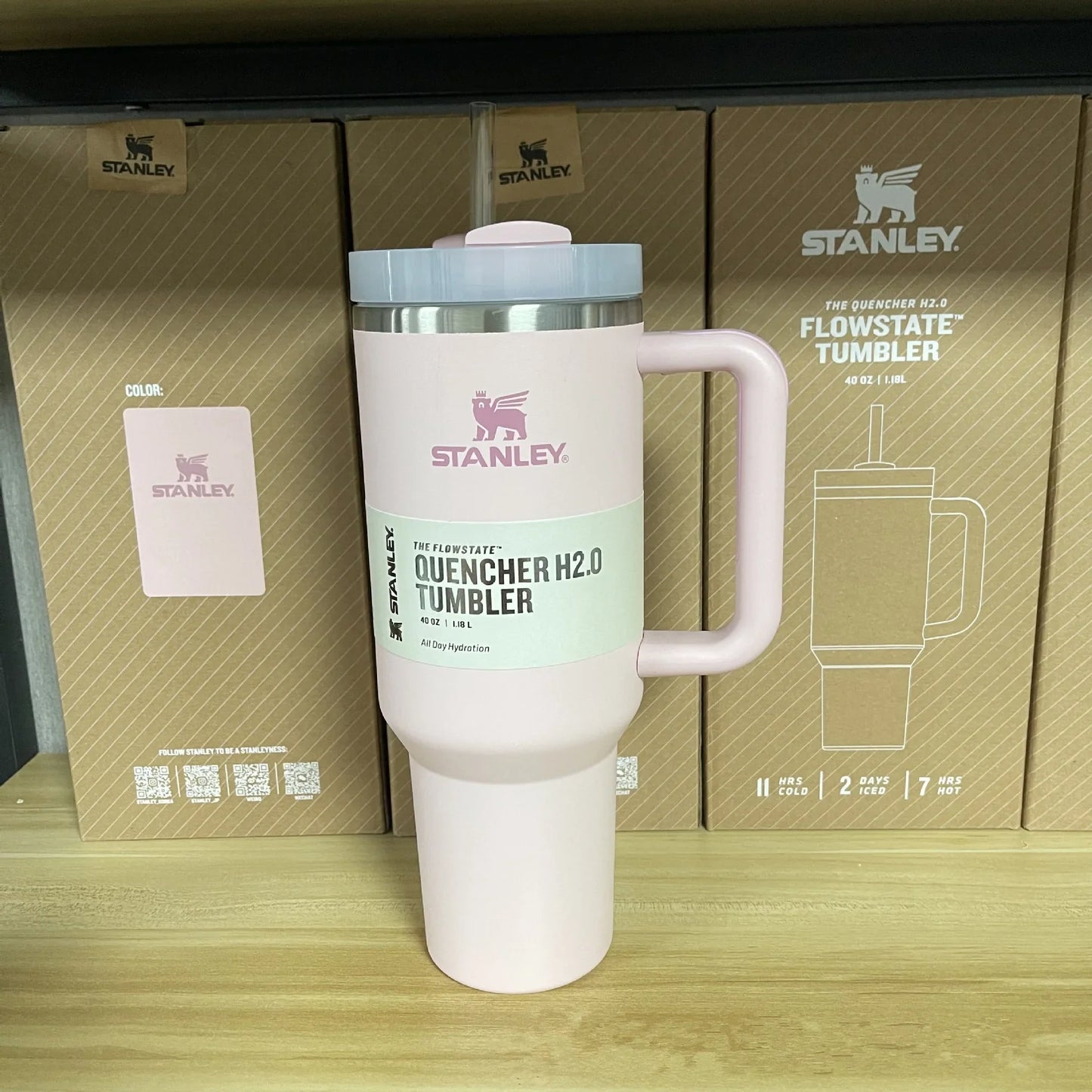 Stanley Quencher H2.0 Flow State Tumbler 40oz Cup - Light Pink Cherry Blossom