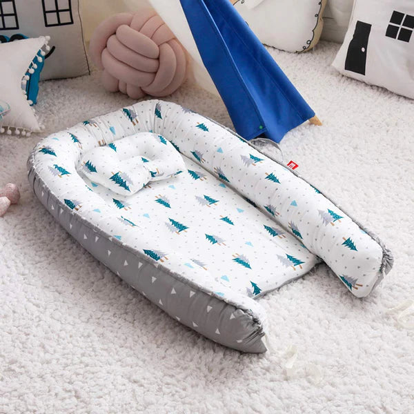 Baby Nest, Baby Lounger, Baby bed for Infant & Newborn Babies, 100% cotton - Cuteably