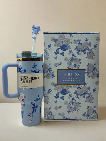 Love Shack Series – 40oz Floral Insulated Tumbler with Handle & Straw By Trento