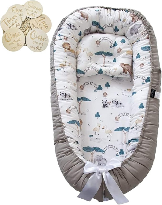Baby Nest, Baby Lounger, Baby bed for Infant & Newborn Babies, 100% cotton - Cuteably