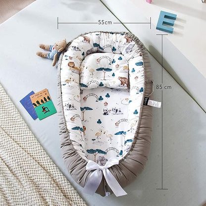 Baby Nest, Baby Lounger, Baby bed for Infant & Newborn Babies, 100% cotton - Cuteably