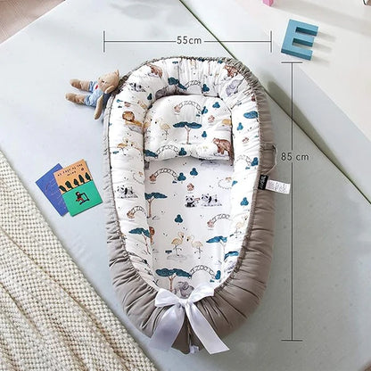 Baby Nest, Baby Lounger, Baby bed for Infant & Newborn Babies, 100% cotton - Cuteably