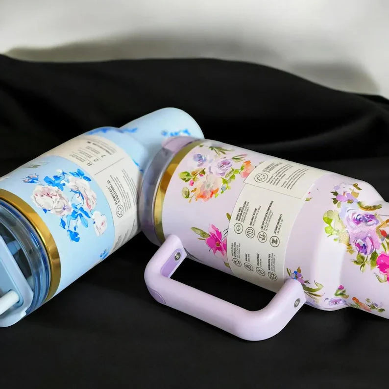Love Shack Series – 40oz Floral Insulated Tumbler with Handle & Straw By Trento