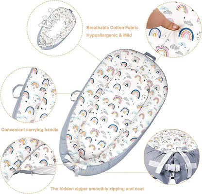 Baby Nest, Baby Lounger, Baby bed for Infant & Newborn Babies, 100% cotton - Cuteably